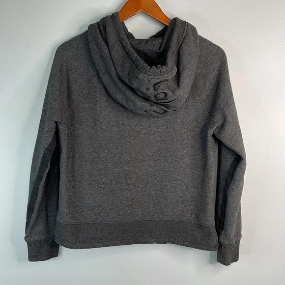 CALVIN KLEIN Performance Logo Crop Hoodie Sweatshirt Charcoal Grey Graphic M - Picture 6 of 10